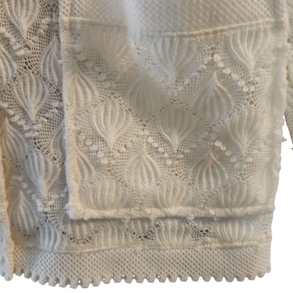 Vintage Cardigan 60s 50s DeMura 100% Acrylic Sz 42 White Cottage Core Coquette - Picture 6 of 10